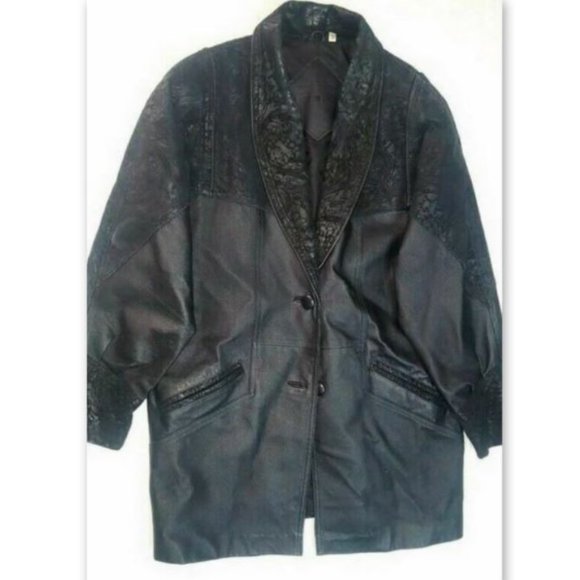 Preston & York Medium Leather Coat Big Oversized - Picture 1 of 4